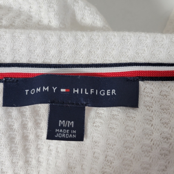 Womens Tommy Hilfiger White waffle weave button front cardigan Size Med - Picture 8 of 8